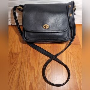 Vintage Coach Black Leather Rambler Shoulder Crossbody Bag 9061